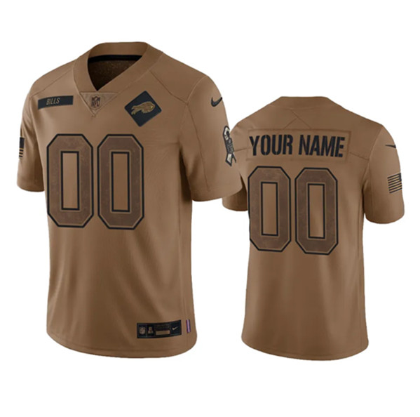 Mens Buffalo Bills Active Player Custom 2023 Brown Salute To Service Limited Football Stitched Jersey->customized nfl jersey->Custom Jersey